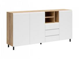 Komoda Leno, baltos/ąžuolo spalvos