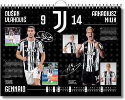 Juventus 2026 sieninis futbolo kalendorius kolekcinis 44x33 cm juodas — juventus atributika, dovana sirgaliui, futbolo kalendorius 2026, serie a aksesuarai, sporto sienų dekoras, dovana fanui, futbolininkų kalendorius