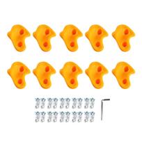 10PCS Rock Climbing Holds PE Ergonomic Comfortable Hand Feeling Climbing Rock Wall Grips for Indoor Outdoor Yellow