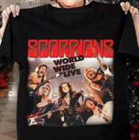 Scorpions Būgnų Pasaulinis Gyvas Juodas Pilno Dydžio S-5XL Unisex Marškinėliai XXXXL