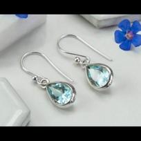 Blue Topaz Gemstone Handmade 925 Sterling Silver Women Drop Earrings Gift For Her designer Earring