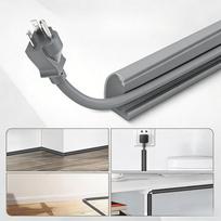 1pc Invisible Adhesive Cable Raceway - Anti-Step Cord Protector Soft Wire Cover with Cap for Wall Home Office Use 1m pilka