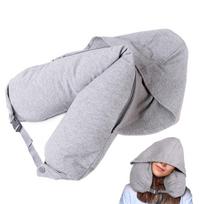 Hooded Travel Neck Pillow Stuffable Neck Pillow Airplane Rechargeable Travel Pillow Fillable Storage Bag For Sleeping CN
