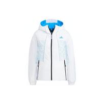 Adidas Geometric Pattern Logo Printed Hooded Zip Jacket Women Jackets White HC0283 L