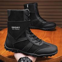 Men's 2025 German Trainer High-Top Boxing Shoes: Comfortable, Lightweight, Versatile Martin Boots 46 juoda