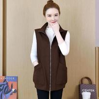 Women's Vest New Style Autumn Style Loose Versatile Cardigan Sweatshirt Vest Casual Solid Color Versatile Jacket L ruda