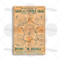 Tour de France Map Metal Sign Bike Cycle Race La Carte Guide Plaque Bicycle Racing Poster Le Journal des Sportifs Le Comtois 20x30cm（7.8x11.8inch）