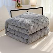 Vaflinis pliušinis daugiafunkcinis pledas languotas minkštas šiltas metimo pledas 3D languotas dryžuotas lengvas pledas visiems sezonams 70x100cm  gray