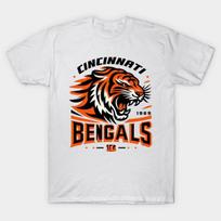 Men Black Print T-shirt Bengals Football No-Cut Heat Transfer Print Cotton Tshirt S balta