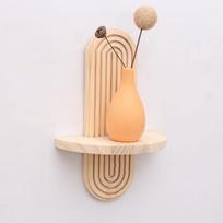 Floating Pine Wood Shelf for Wall Installation Providing Storage Space and Stylish Plant Display in For Bedrooms