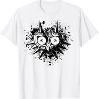 The Legend of Zelda Majora's Mask Dažų dėmių portretas Marškinėliai S balta