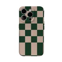 Žalias languotas telefono dėklas, skirtas IPhone 16 15 14 13 12 11 X XS XR XSMAX 7 8 Pro Max Plus, Dvisluoksnis galinis dangtelis IPHONEXSMAX gray