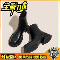 Leather short boots women's thick heel 2025 new spring and autumn elastic thin boots single boots thick-soled British Martin boots 35