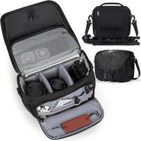 Camera Storage Bag Waterproof Lightweight Design Multiple Compartment Storage Adjustable Shoulder Strap Durability Polyester 1 gray