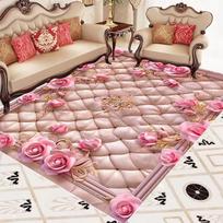 Area Rugs Floor Carpet Mat European Pink Rose Pattern Non Slip Print Floor Mat for Living Room Bedroom Kitchen Home Decor 40x60cm