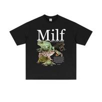 MILF Man I Love Frogs Funny Frog Amphibian Lovers Meme T Shirt Men Women Casual Cotton Vintage Short Sleeve Oversized T-shirts S juoda