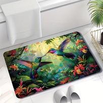 VIKAMA Spring Hummingbird Tropical Design Floor Mat, Non-Slip And Dirt-Proof, For Entrance, Bathroom, Kitchen Home Decor Carpet 90cm by 60cm