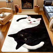 Black and White Cat Creative Pattern Mats, Area Carpet Living Room Bedroom Soft Carpet Entry Door Interior Decor Carpet Foot Mat 40x60cm