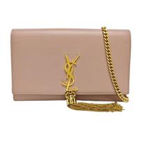 [Pre-Owned] Kate Woc Pink Leather Tassel Shoulder Bag With Gold Hardware And Detachable Strap - Good #T590TA ONE SIZE