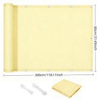 Balkono privatumo ekranas, Lauko apsaugos nuo saulės audinys, Sodo tvoros uždangalas, Buto turėklų apsauga su virvele tvirtinimui - Smėlio spalvos 80x300cm/31.49x118.11" beige