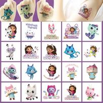 20 vnt. Animacinis Gabi namelis Laikini lipdukai Kūno meno lipdukai Mieli lipdukai Cosplay vakarėlio žaislai Vaikams Gimtadienio dovanos beige