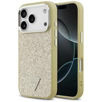 Guess Blizgus Trikampio Logotipas Magnetinis dėklas telefonui iPhone 17 Pro auksinis