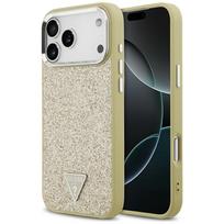 Guess Blizgus Trikampio Logotipas Magnetinis dėklas telefonui iPhone 17 Pro Max auksinis