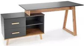 Rašomasis stalas su stalčiais, 134 cm x 60 cm, 78 cm, ąžuolo sp./tamsiai pilka sp.