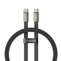 Plokščias laidas Type C į Type C VEGER PD 5A 240W CC2-MTB 1,5 m juodas