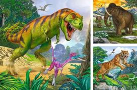 Ravensburger 3x49 detalių dėlionės rinkinys: Gyvūnai, vienaragiai, dinozaurai