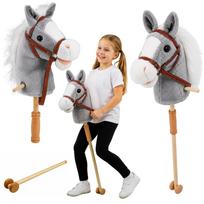 Hobby Horse – pilkas, 100 cm, su garsais ir ratukais