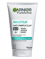 Garnier - Garnier Pureactive Salicylic 3In1 Anti-Pimple Clay Cleanser For Impure Skin 150 Ml - Veido prausikliai ir valikliai - Nude