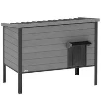 Orai atsparus kačių namelis su atidaromu stogu ir išimamu pagrindu, įėjimas 1-2 katėms iki 12 kg, 85x55x70 cm, šviesiai pilkas