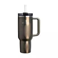 Stanley Thermos mug with straw The Quencher H2.0 Fluted Tumbler 1.18L glossy dark gray