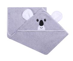 Rankšluostis kūdikiui "Koala" su gobtuvu 100x120cm pilkas