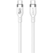 Hyper USB-C kabelis HJ4001WHGL, 1m, 240W, EPR, PD 3.1, 480Mbps, perkaitimo apsauga, nesusipynęs