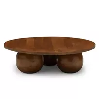 „Agostino“ kavos staliukas, 100 cm, apvalus, iš mangmedžio, tamsaus riešuto spalvos, suapvalintų formų