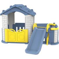 Žaidimų namelis su čiuožykla Cottage Slide 3in1 mėlynas stogas
