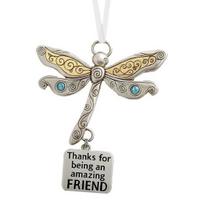 Friendship Dragonfly Ornament Dragonfly Hanging Decoration with Sentimental Quote Friendship Keepsake Gift for Best beige