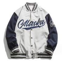 Fall Winter Men Jacket Letter Embroidery Stand Collar Striped Single-breasted Young Style Loose Cardigan Long Sleeve Streetwear Sports Baseball Coat M