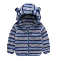 Plush Boys Jacket Autumn Winter Cute Bear Ears Keep Warm Princess Girls Coat Hooded Zipper Outerwear 1-6 Years Kids Clothes 120cm