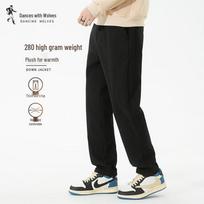 Yu Lang Gong Wu Men's Fleece Lined Thermal Casual Pants XL juoda