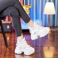 Dad shoes women's new inner height increase leather women's shoes platform spring casual sports shoes women's 34 balta