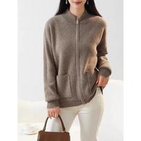 Half Turtleneck Cardigan Jacket for Women In Autumn and Winter Versatile Thickened Double Zipper Wool Cardigan Skin-friendly Knitted Top M