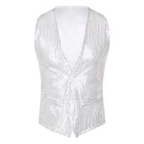 Shiny Sequin Party Vest Unisex M-4XL: Fashion Button Front Waistcoat for Dancing, Music Festivals & Nightclub Wear L