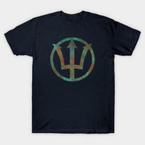 Asian Size Men Print T-shirt Percy Jackson Poseidon Trident No-Cut Heat Transfer Print Cotton Tshirt 4XL tamsiai mėlyna