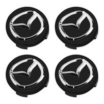 4 VNT. 56 mm Ratlankio Centrinis Dangtelis Logotipas Stebulės Dangtelis Ženklelis Emblema Mazda 6 3 CX5 2 CX7 Demio Atenza Axela MX30 CX30 CX3 CX9 MX5 RX8 RX7 juoda