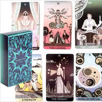 Sambucus Tarot 10.3*6cm An Elegant Geometric 78-Card Deck - Modern Art Deco Style Tarot Cards žalia