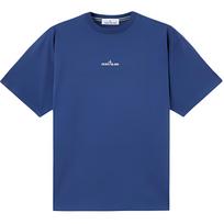 Stone Island Logotipo Spaudinys Apvalia Kaklo Trumpomis Rankovėmis Marškinėliai Vyriški Viršutiniai Drabužiai Mėlyna K1S1521002RCS0153-V0028 S
