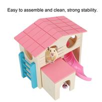 Wooden Hamster Fun House Huts Toy Hamster Exercise Playthings Fun Gym Playground